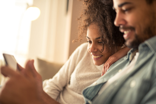 Couple using tablet