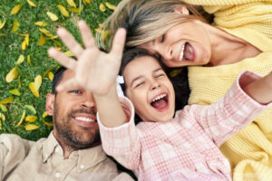 Happy family on grass